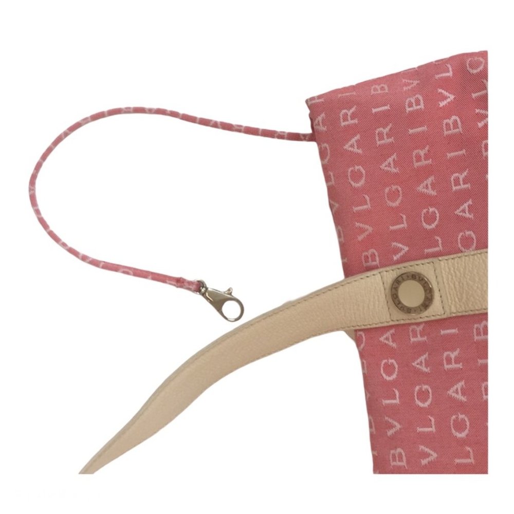 BVLGARI MAEREA Pink/Coral Leather Trim Satchel - Picture 13 of 13